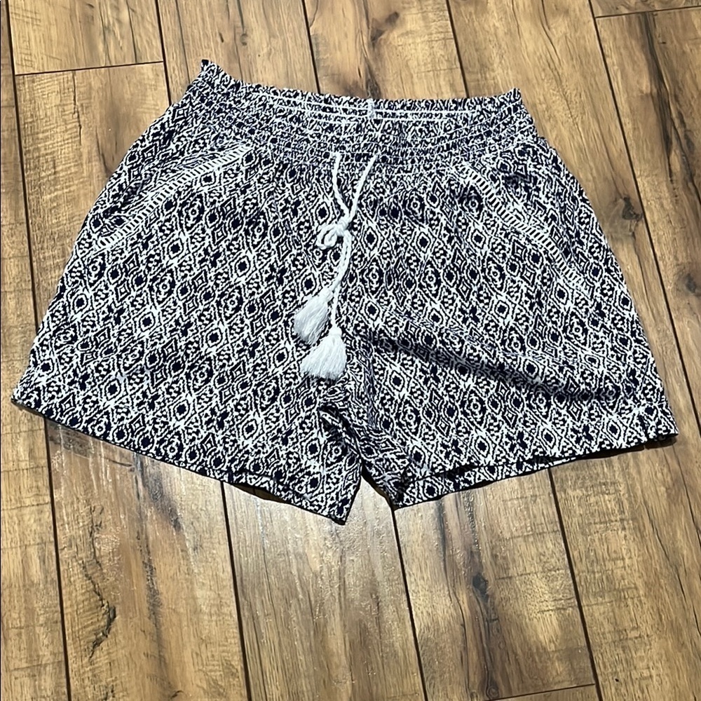 Briggs New York Briggs printed linen blend pull on shorts Navy Blue White Sz S